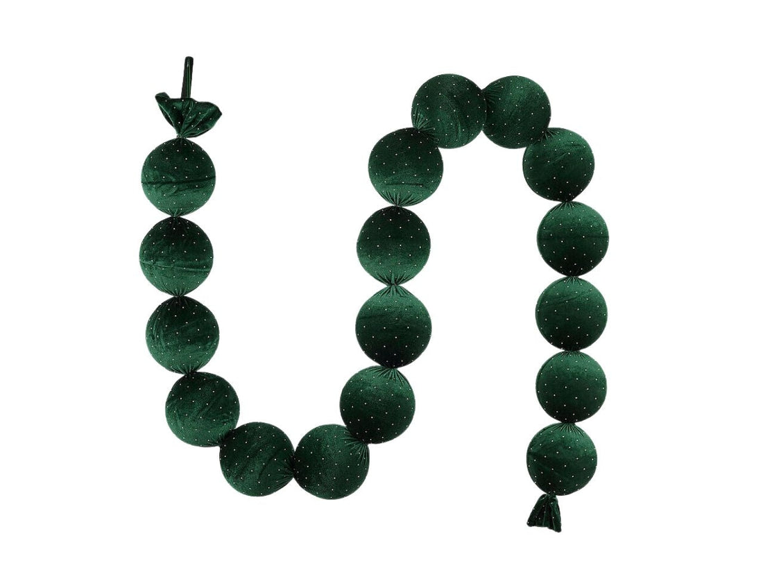 EDG Enzo De Gasperi Festone Natalizio 17 Palle Brillanti Verde Scuro Ø10 cm L180 cm – Decorazione di Natale