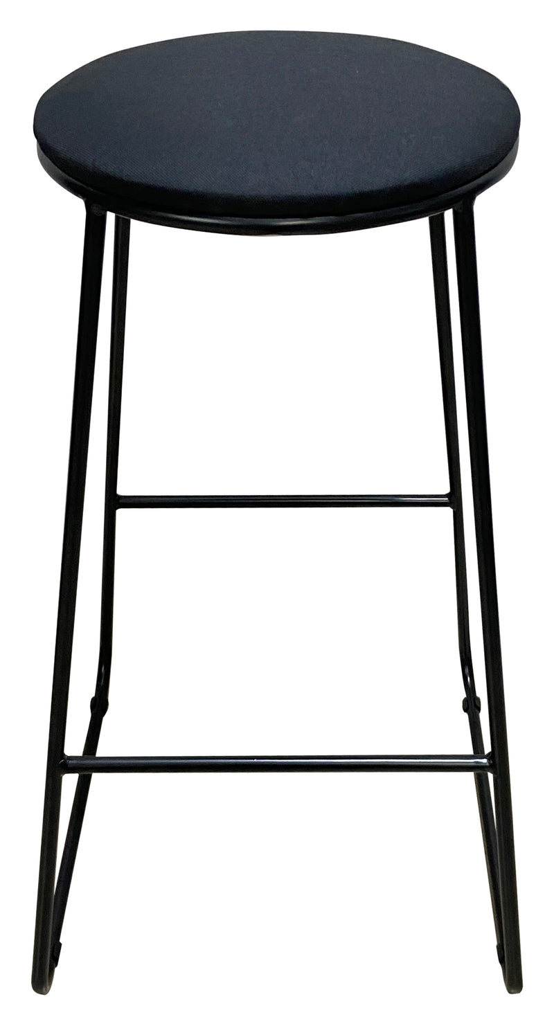 Taburete Dimo Colby Asiento Redondo en Tela Negra Patas Negras