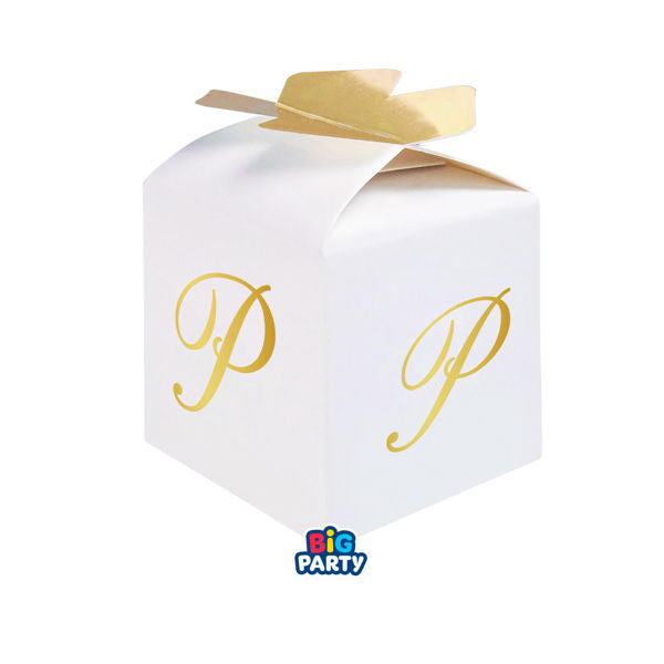 Big Party 10 Cajas Cubo Lazo Letra P Oro