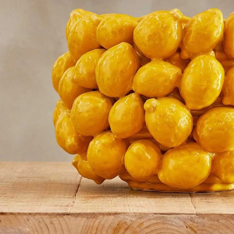 EDG Enzo De Gasperi Jarrón Chakra Limones A 24 Cm D 42 Cm Amarillo 81 Frutos