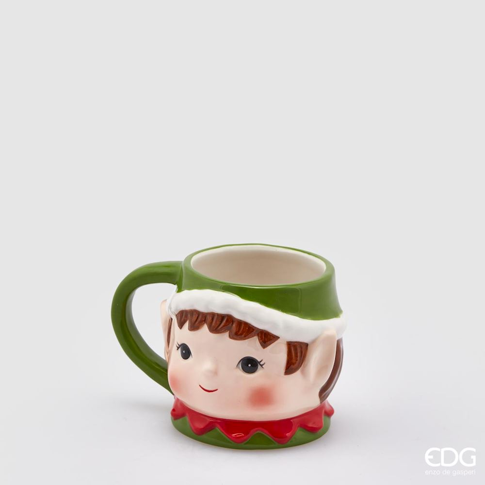 EDG Enzo De Gasperi Taza Navidad Elfo A 9 Cm Verde Rojo