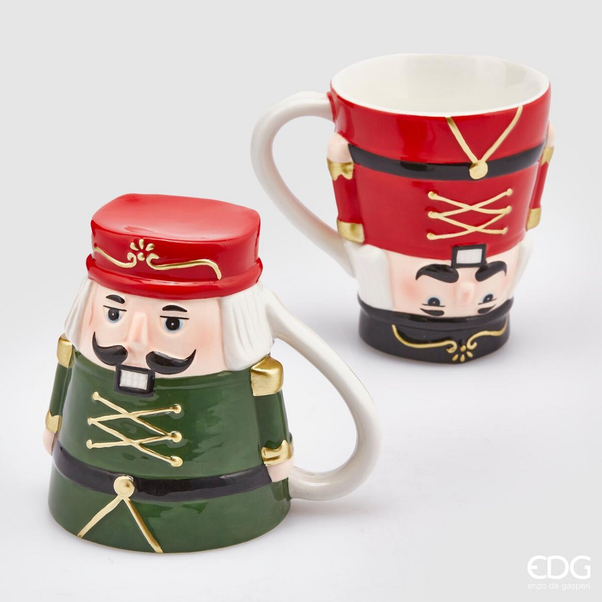 EDG Enzo De Gasperi Taza Navidad Soldadito Invertido 2 Piezas H12 D10 Green Red