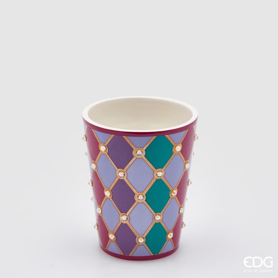 EDG Enzo De Gasperi Jarrón Rombos Abocinado H13 D10,5 C3 Multicolor