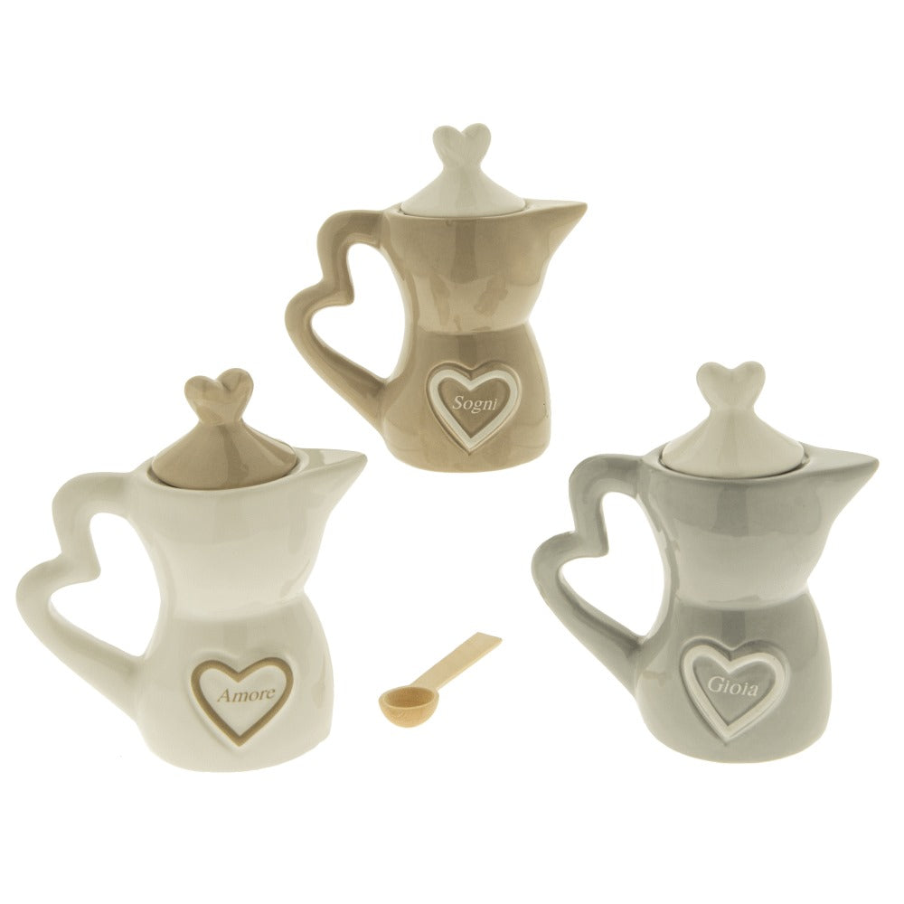 etm etm bomboniera sugar moka h 12 cm ass bianco beige grigio con cucchiaino 1 pz ean 8058269844400