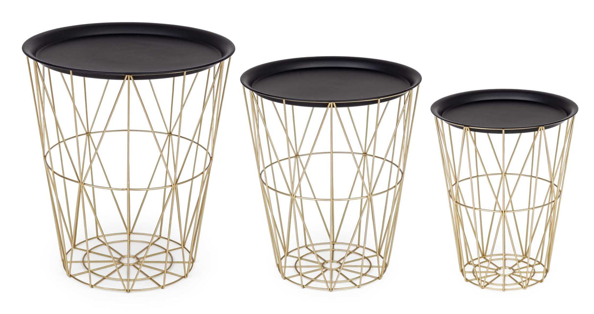 Bizzotto Set 3 Tavolini Cont. Atom Oro