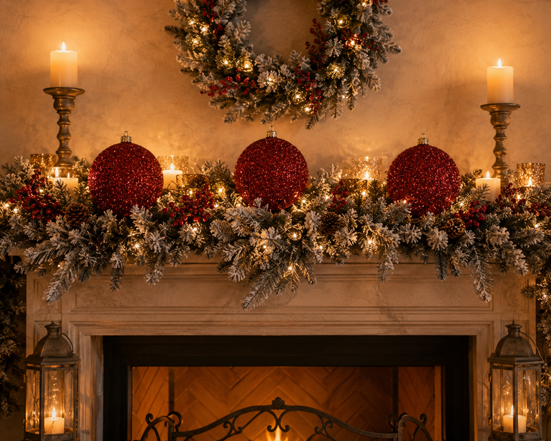 Bizzotto Bola de Navidad Angelica Roja Ø 20 cm Decoración para Árbol de Navidad