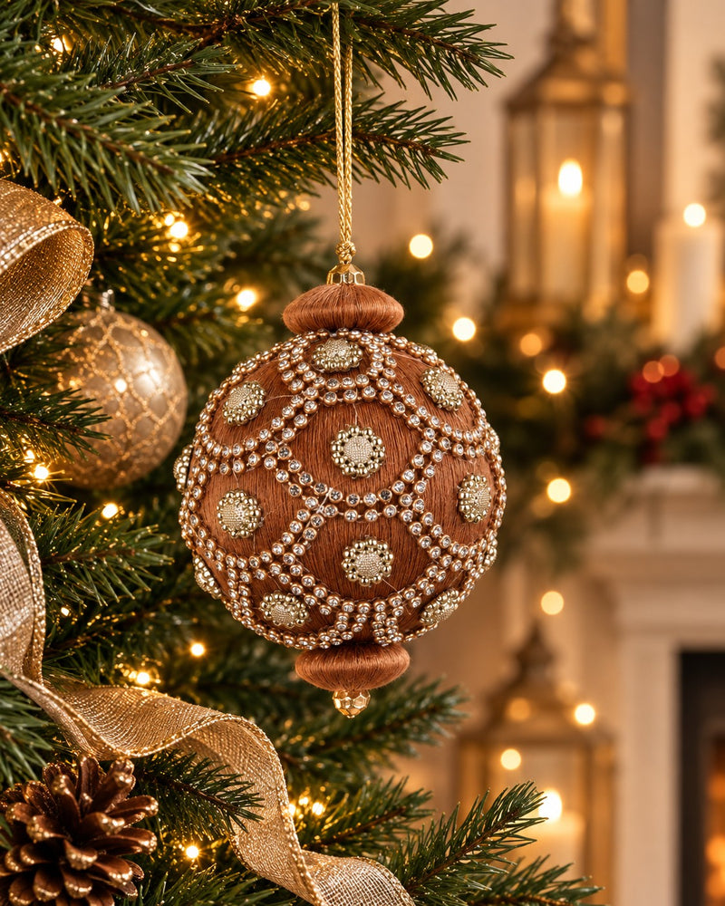 Bizzotto Pallina di Natale Sfera Crystal Tortora D 8 cm – Decorazione per Albero