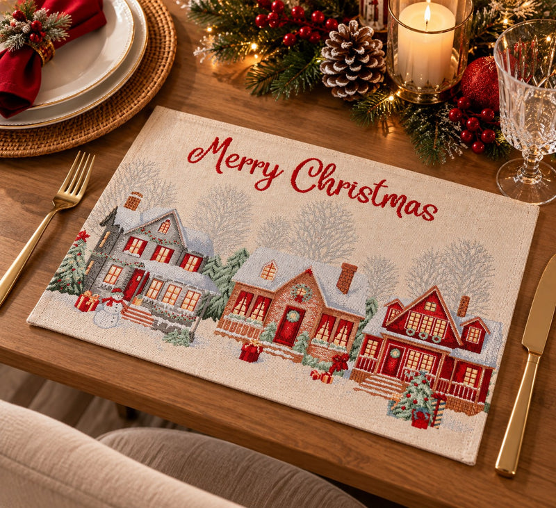 Bizzotto Tovaglietta Village Bianca 48x33 cm – Decorazione Tavola di Natale