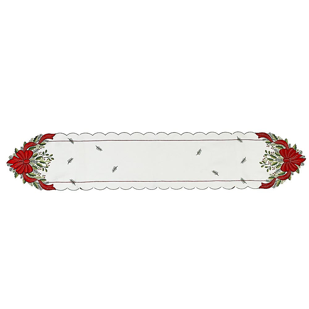 Bizzotto Runner Natalizio Anderson Bianco Rosso 35x183 cm – Runner per Tavola di Natale