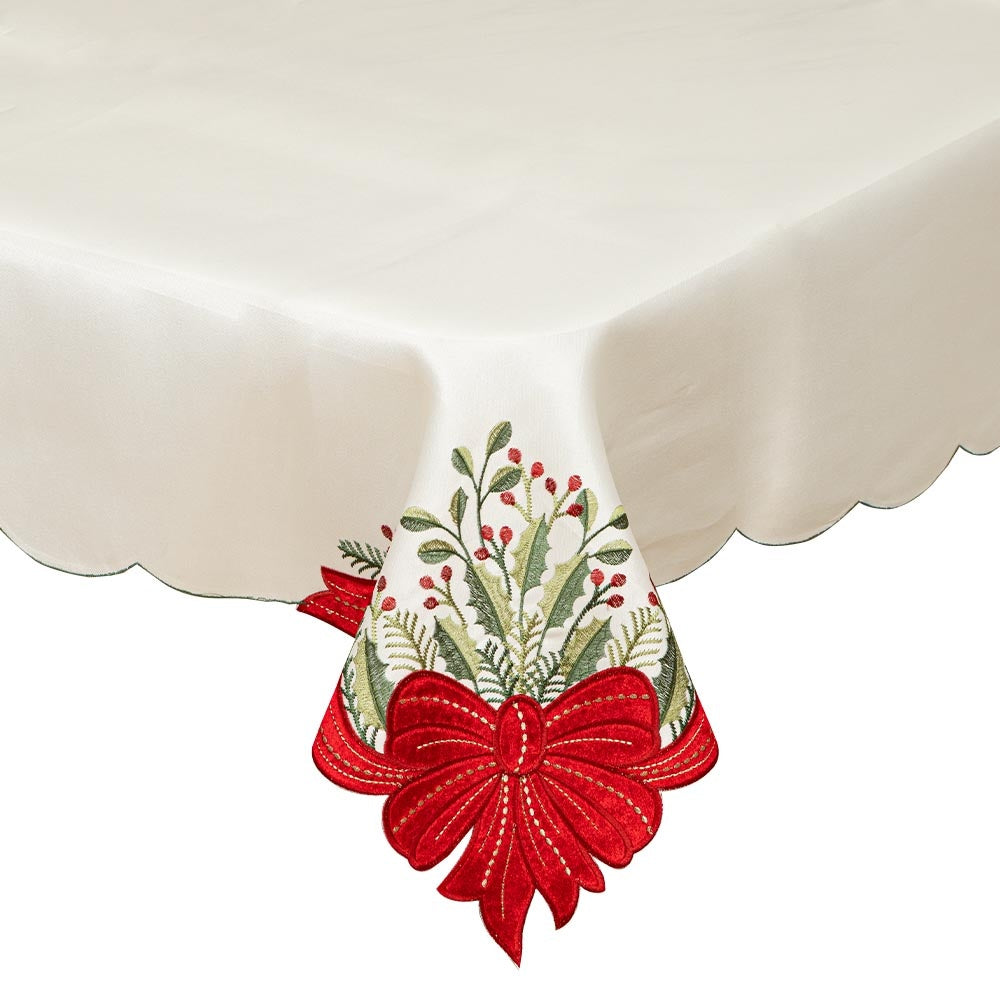 Bizzotto Tovaglia Natalizia Anderson Bianco Rosso 140x180 cm – Tovaglia per Tavola di Natale