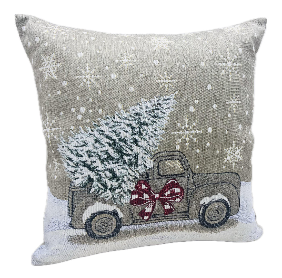 Bizzotto Funda Cojín Navideño Motor Car 45x45 cm Desmontable – Funda Decorativa de Sofá y Decoración Hogar