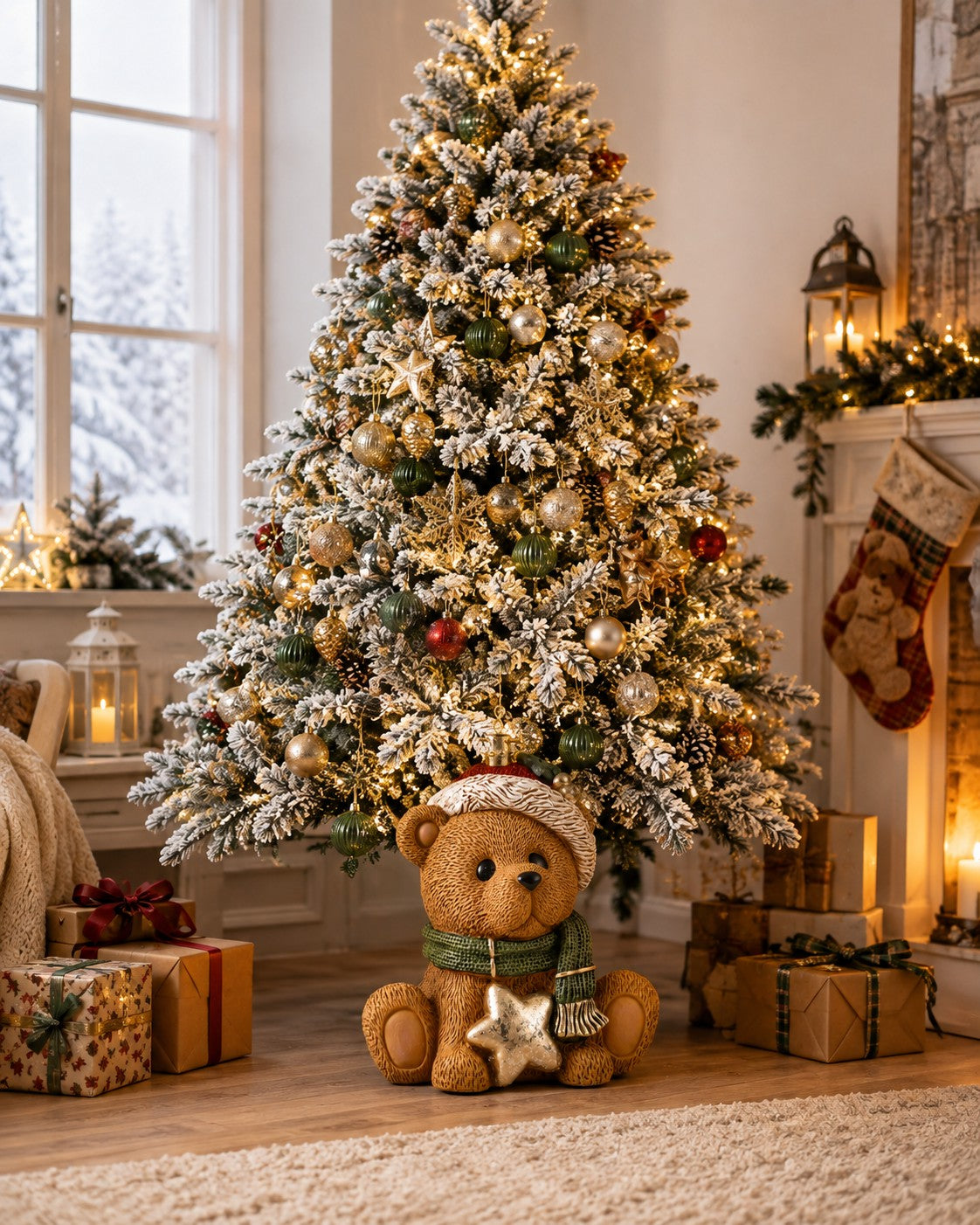 Bizzotto Base per Albero di Natale Bear H 54 cm Copribase Natalizio Decorativo