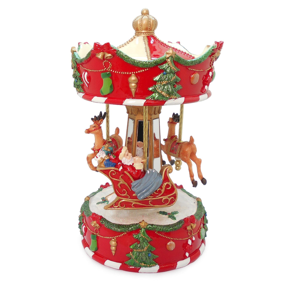 Bizzotto Carillon Natalizio Kay Giostra Rosso Verde con Renna H 25 cm – Decorazione di Natale