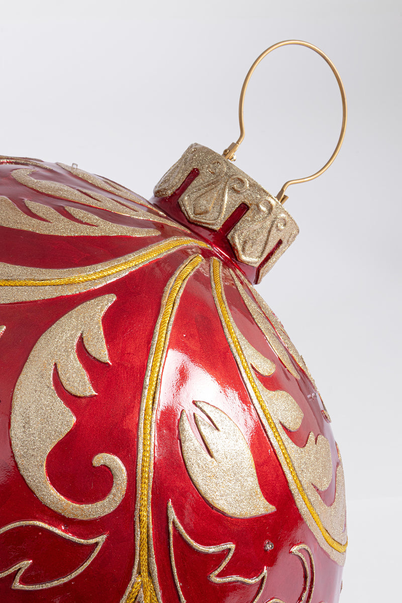 Bizzotto Decoración Esférica Kinler Roja con 6 LED 68,6x53,3 cm – Esfera Luminosa Decorativa para Navidad