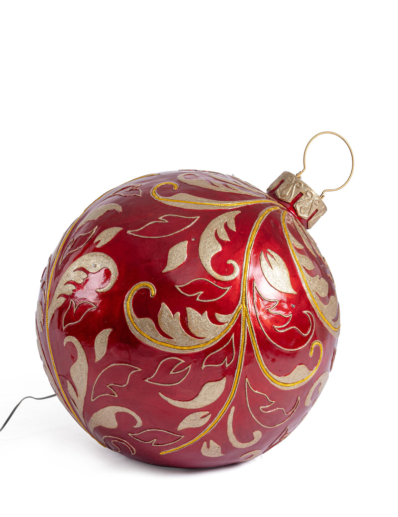 Bizzotto Decoración Esférica Kinler Roja con 6 LED 68,6x53,3 cm – Esfera Luminosa Decorativa para Navidad