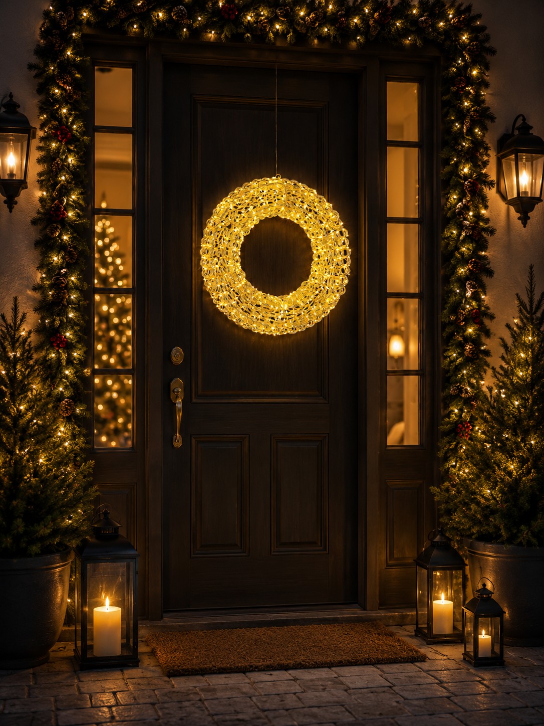 Bizzotto Corona Natalizia Zoe Oro con 720 Micro LED Classic Ø58x13 cm Decorazione Luminosa