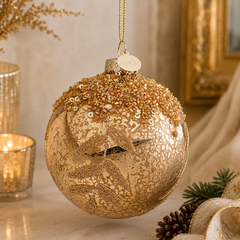 Bizzotto Sfera di Natale Smooth Oro D 8 cm in Vetro – Decorazione per Albero
