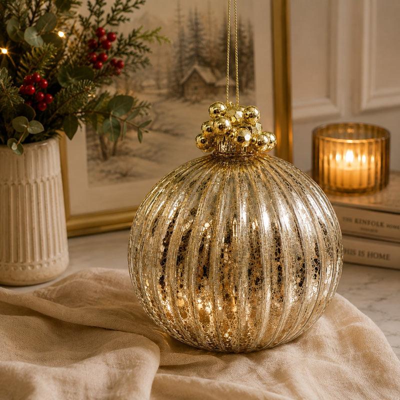 Bizzotto Sfera di Natale Reflections Champagne D 15 cm in Vetro – Decorazione per Albero