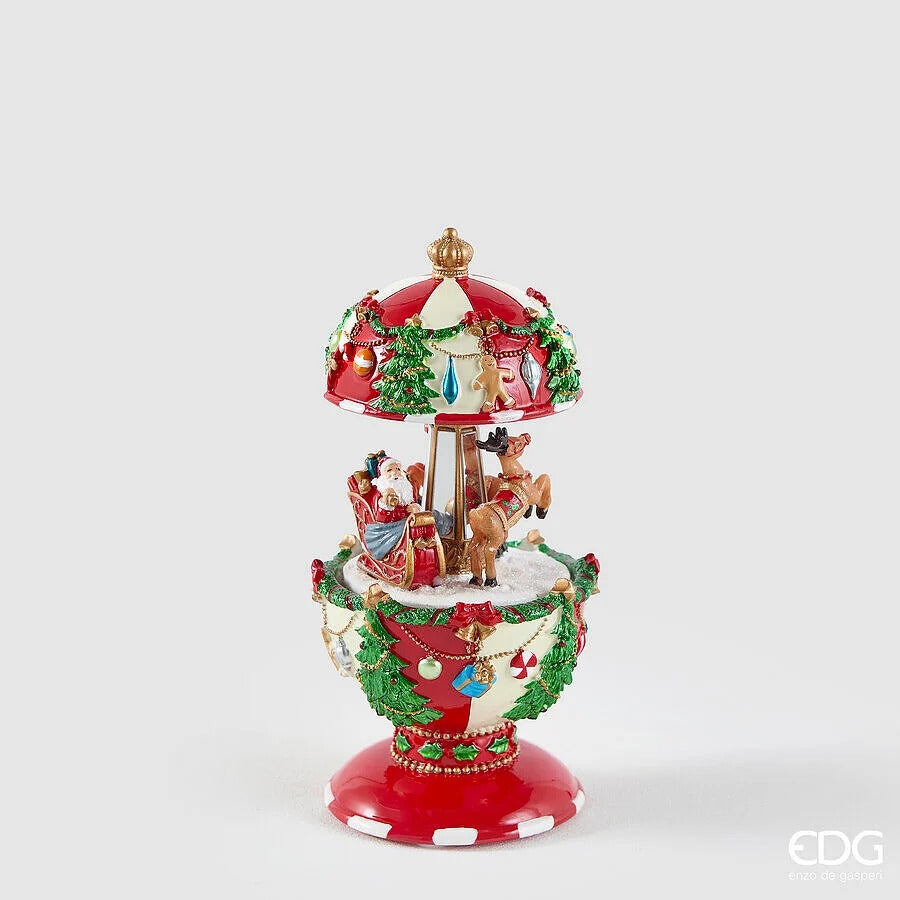 EDG Enzo De Gasperi Carrillón Papá Noel con Trineo H17 Ø8,5 cm Verde Rojo – Decoración Navideña