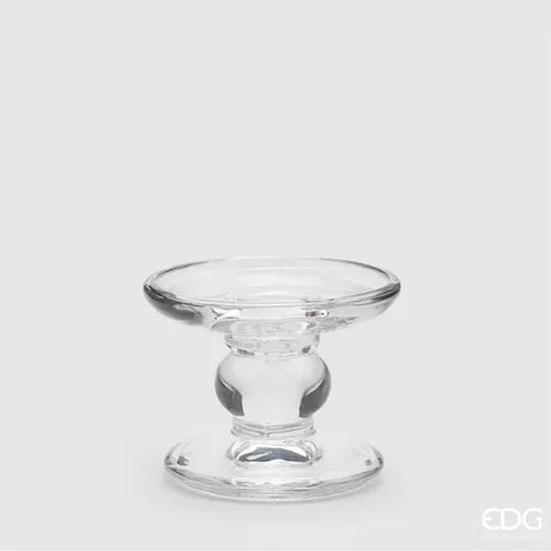 EDG Enzo De Gasperi Portavelas Redonda con Esfera H 6 Cm D 9 Cm Natural Transparente Vela e Tallo