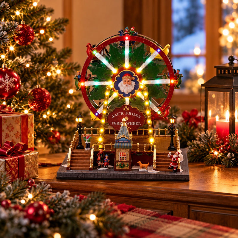 Ad Trend Paisaje Navideño Invernal de Plástico con 27 Luces LED 30x21xH34 cm – Decoración Luminosa de Navidad para el Hogar