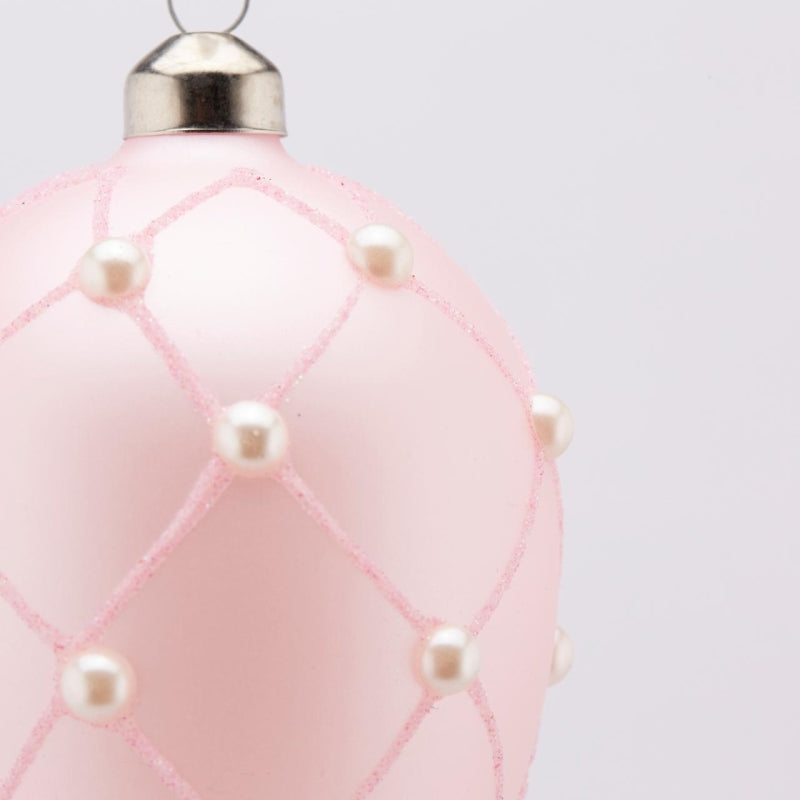 EDG Enzo De Gasperi Decoración Huevo Cristal con Perlas H 11 Cm D 8 Cm Rosa
