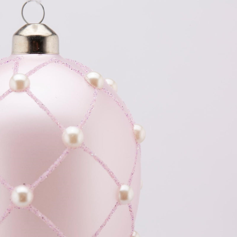 EDG Enzo De Gasperi Decoración Huevo Vidrio con Perlas A 11 Cm D 8 Cm Lavanda