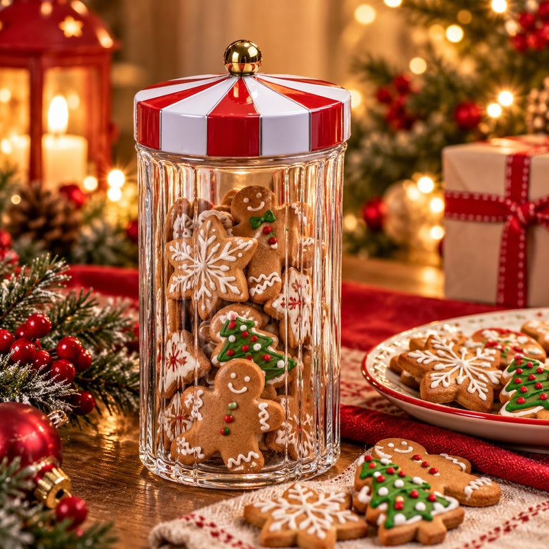 Ad Trend Bote Navideño en Vidrio y Hojalata H24,5 Ø11 cm – Contenedor Decorativo Navideño
