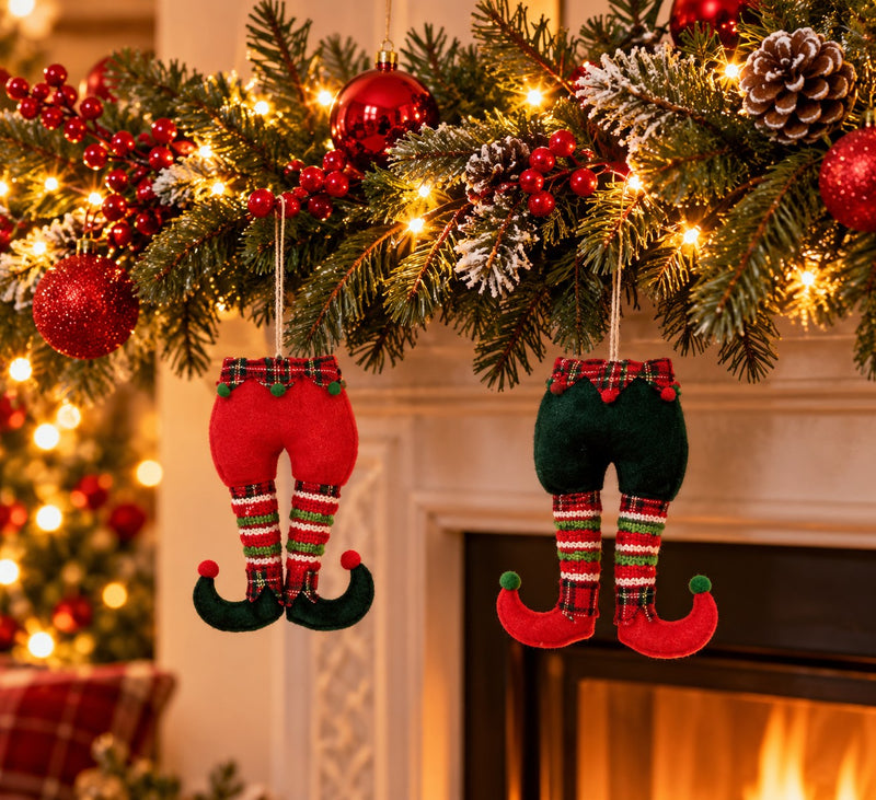 Ad Trend Decoración Navideña Piernas de Elfo Surtida 14x3xH34 cm 1 Ud – Adorno Navideño