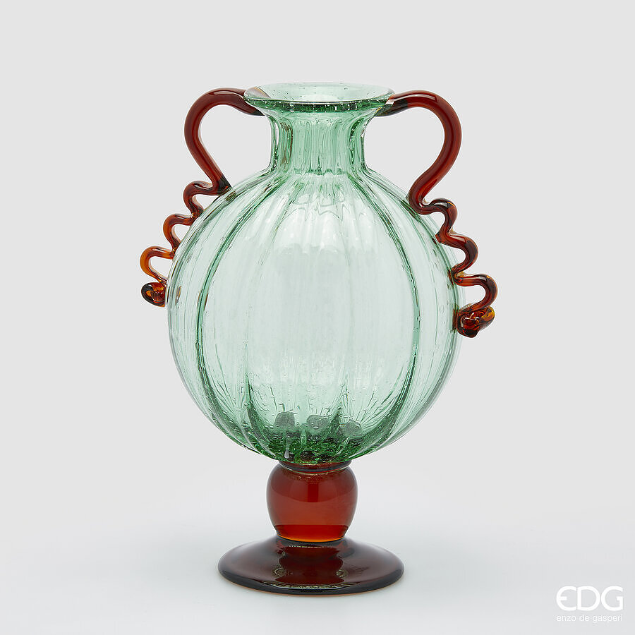 EDG Enzo De Gasperi Vaso Corinto Sfera H 42 Cm L 31 Cm L 25 Cm Vetro Green