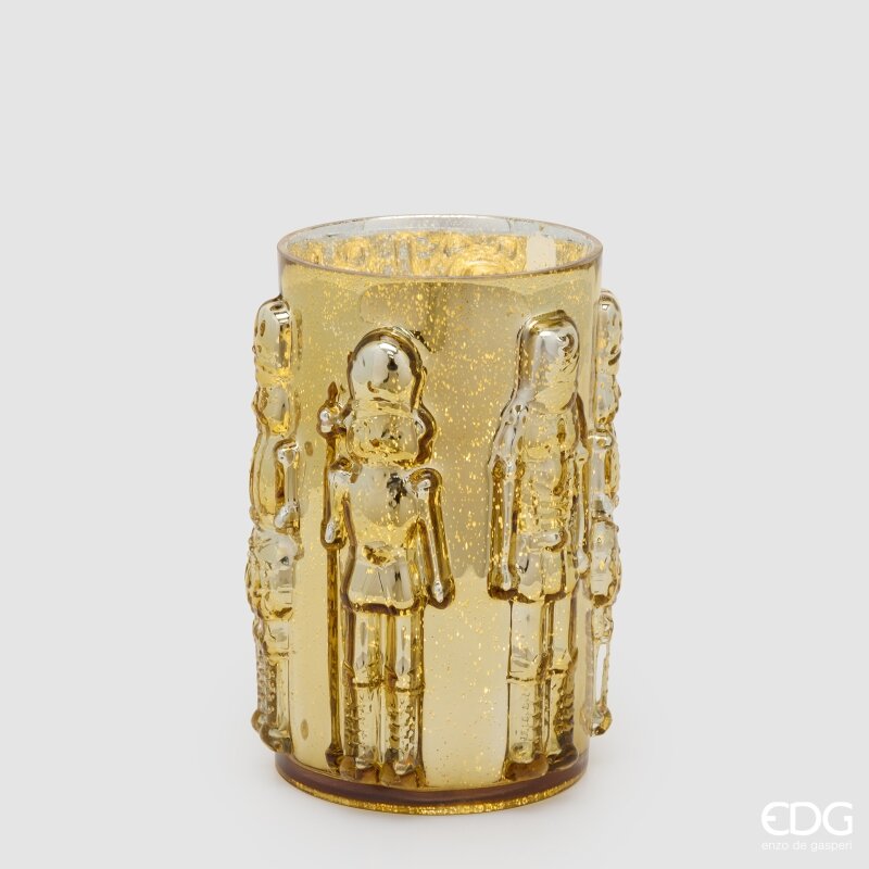 EDG Enzo De Gasperi Jarrón Soldatino Cilindro Gold H25 Ø15 cm – Decoración Navideña
