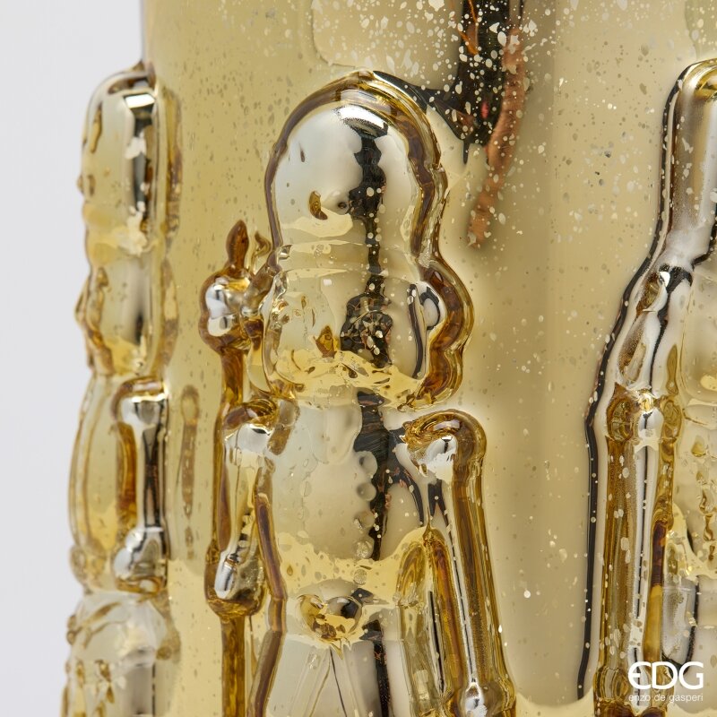 EDG Enzo De Gasperi Jarrón Soldatino Cilindro Gold H25 Ø15 cm – Decoración Navideña