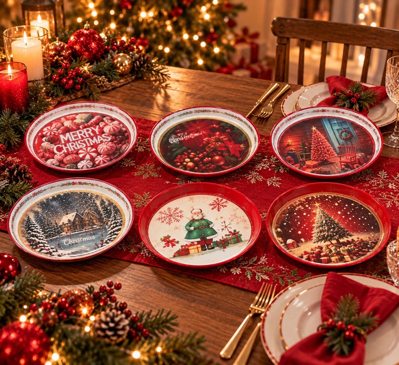 Ad Trend Bandeja Redonda Navideña en Plástico Surtido Ø33xH4 cm 1 Uds – Accesorio Decorativo para la Mesa de Navidad