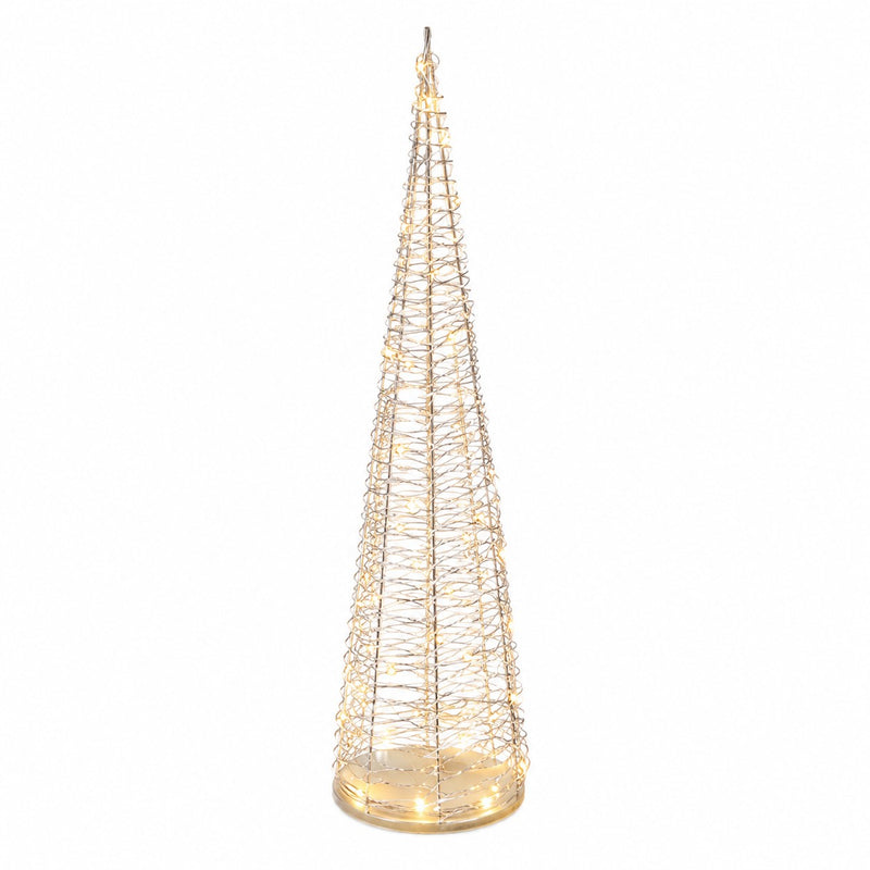 Ad Trend Árbol de Navidad oro en PE con 50 LED a Batería luz cálida A 100 cm