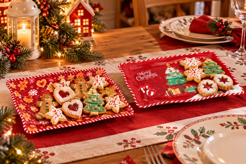 Ad Trend Bandeja Rectangular Navideña en Melamina Surtida 30x21 cm 1 Ud – Accesorio de Mesa Navideño