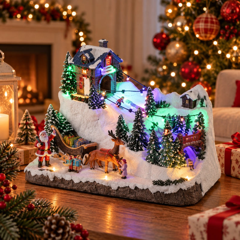 Ad Trend Paese Innevato Natalizio in Resina e Plastica con 23 LED 34x21xH25 cm – Decorazione Natale