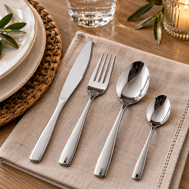 Ad Trend Set 4 Posate Pacho in Acciaio Color Argento – Servizio Posate Elegante per la Tavola e la Casa
