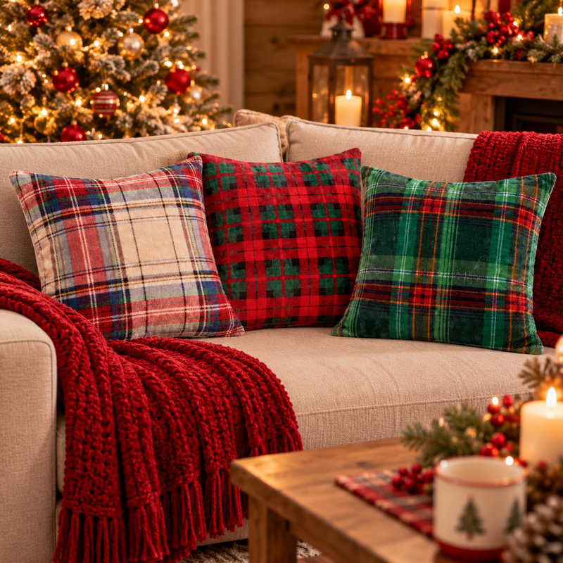 Ad Trend Cojín Navideño en Franela y Sherpa 45x45 cm Surtido 1 Ud – Cojín Suave Decorativo de Navidad