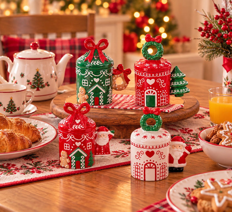 Ad Trend Taza Navideña en Cerámica con Tapa Surtida 350 ml 1 Ud – Accesorio Mesa de Navidad