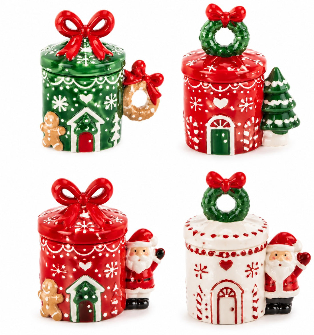 Ad Trend Taza Navideña en Cerámica con Tapa Surtida 350 ml 1 Ud – Accesorio Mesa de Navidad
