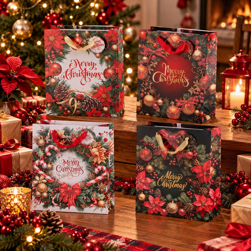 Bolsa de Regalo Navideña Ad Trend en Papel Surtido 26x12xH32 cm 1 Ud. – Bolsita para Embalajes de Regalo de Navidad