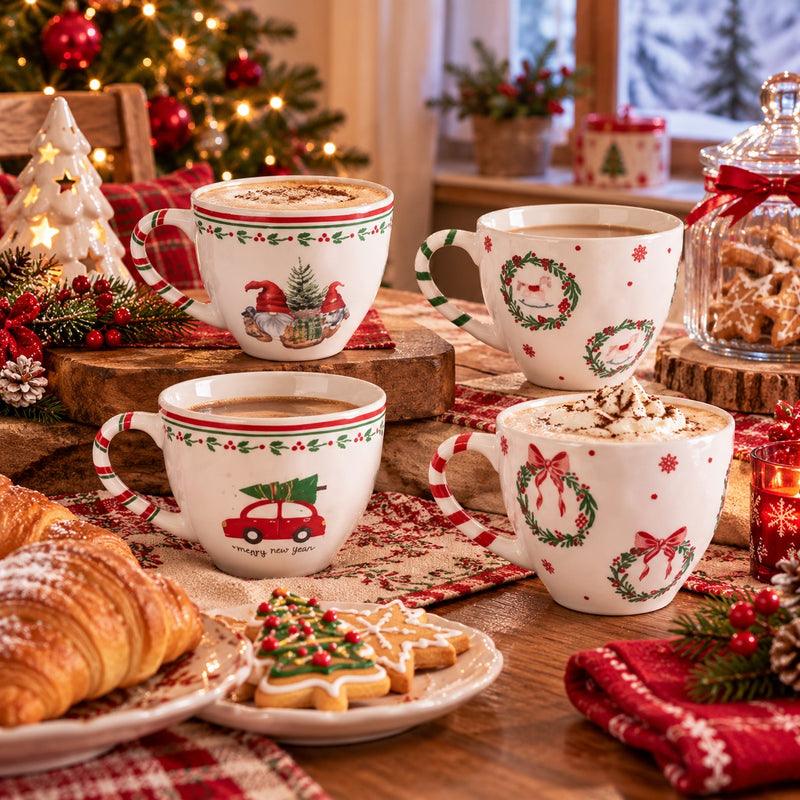 Ad Trend Vaso Jumbo Navideño Surtido Ø11 cm 1 Ud – Vaso Decorativo para Desayuno Navideño