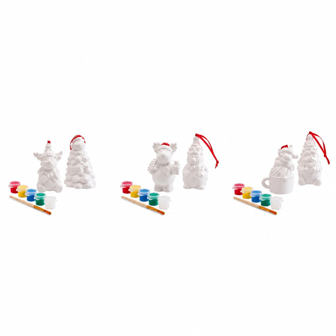 Ad Trend Set 2 Decoraciones Navideñas para Pintar con Pincel y 5 Témperas Surtido 1 Set – Kit Creativo Hágalo Usted Mismo de Navidad