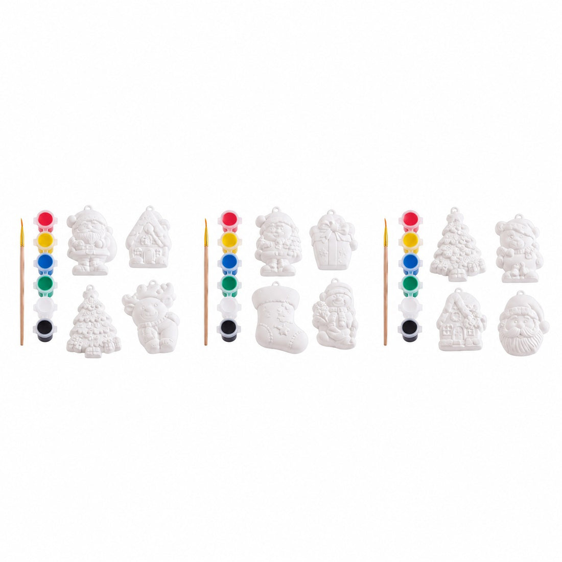 Ad Trend Set 4 Decoraciones Navideñas para Pintar con Pincel y 6 Témperas Surtido 1 Set – Kit Creativo DIY de Navidad