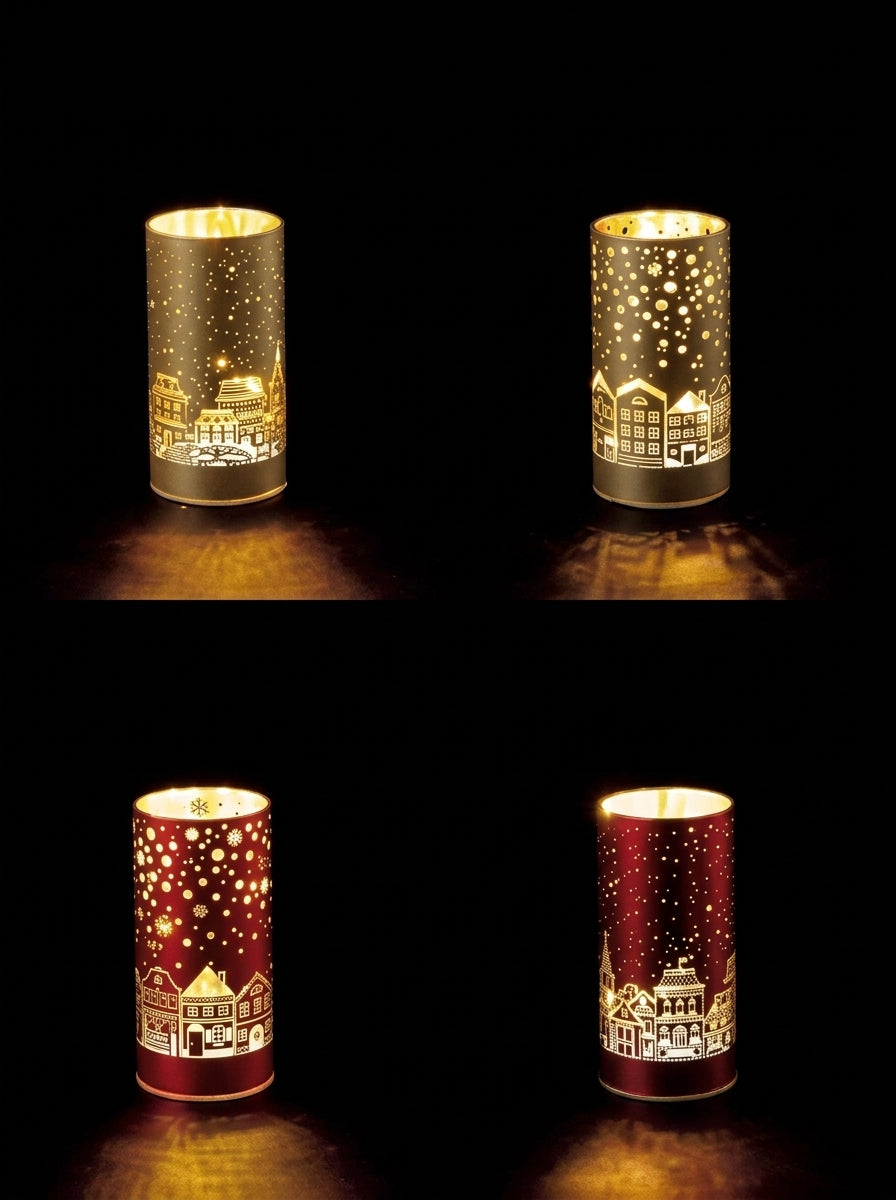 Ad Trend Lámpara Navideña Cilíndrica de Cristal Surtida 1 ud Ø7xH15 cm – Decoración Luminosa para la Casa de Navidad