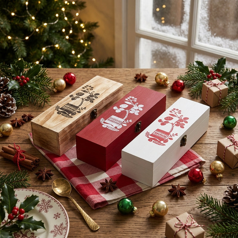 Ad Trend Portabotellas Navideño en Madera para 2 Botellas Surtido 36x20xH10 cm 1 Ud – Embalaje Regalo de Navidad