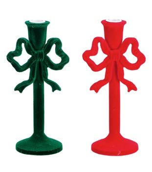 Ad Trend Portavelas Navideño en Resina y Terciopelo Surtido 9x9xH24 cm 1 Ud – Decoración para la Casa y la Mesa Navideña