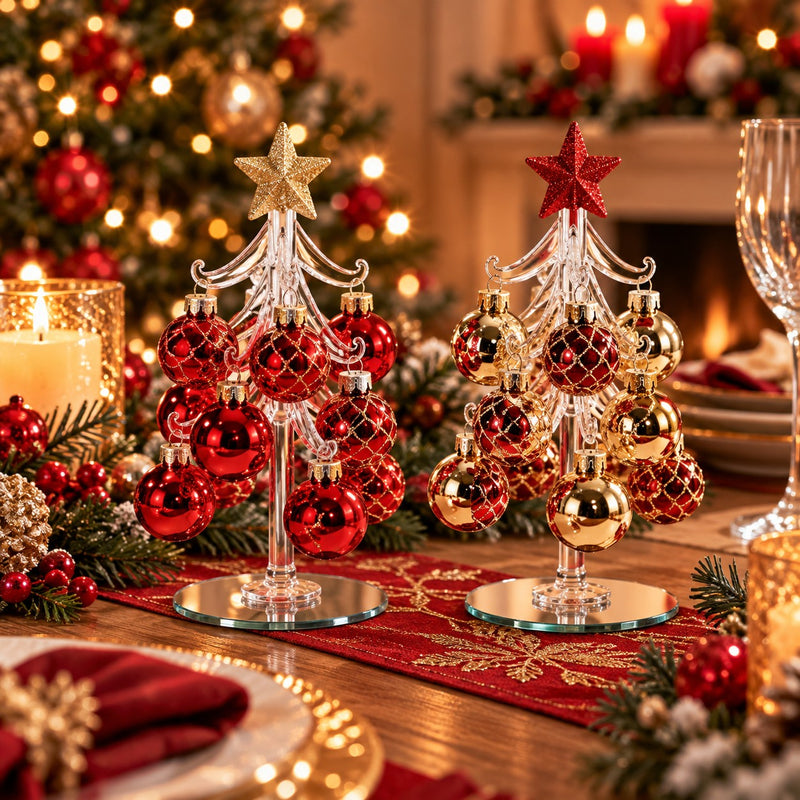 Ad Trend Alberello Natalizio Decorativo con Palline in Vetro Assortito Ø9xH20 cm 1 Uds – Decoración de Navidad para la Casa