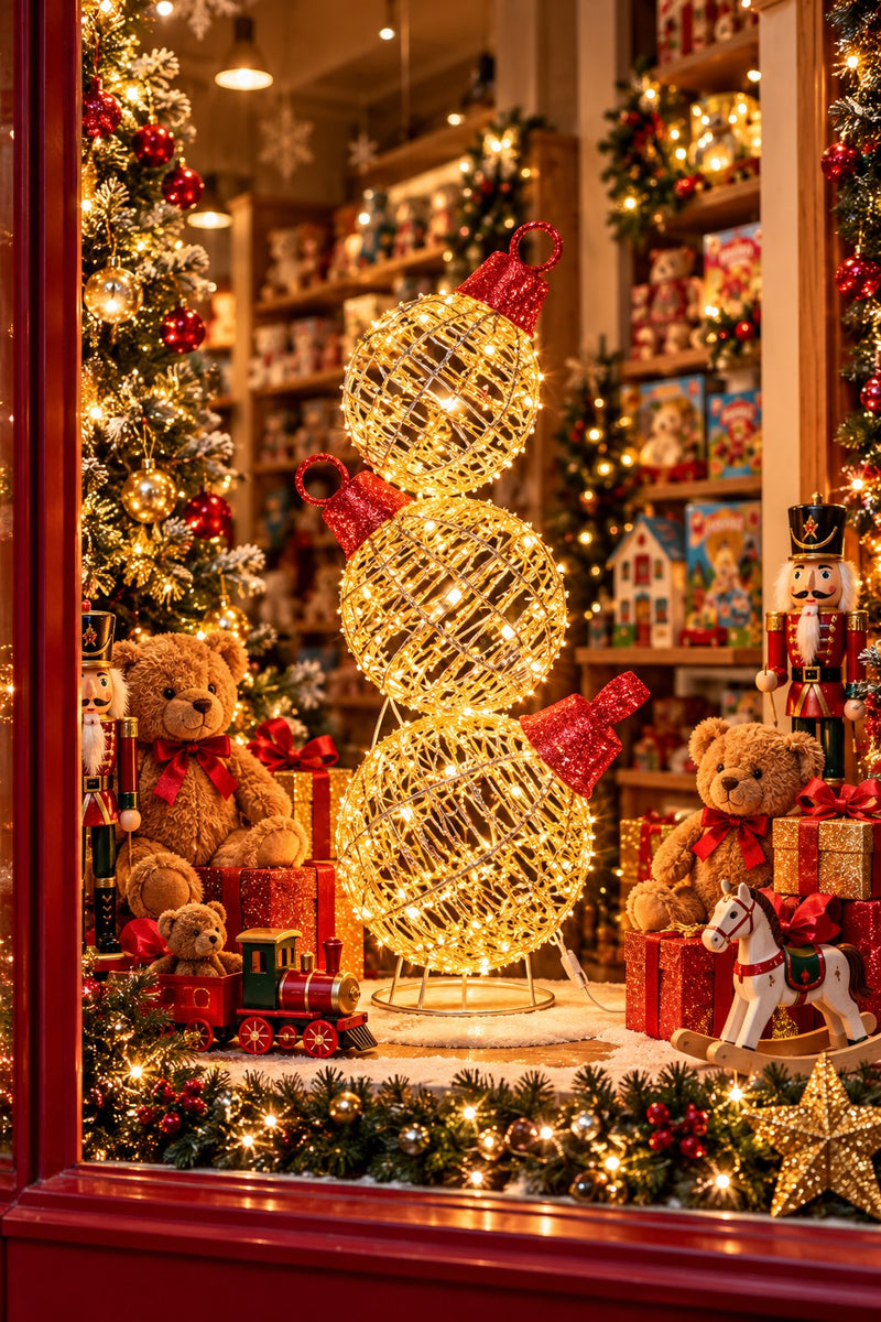 Torre Ad Trend de Bolas de Navidad Luminosa Oro en Hierro y Plástico con 600 Luces LED IP44 Ø30xH83 cm – Decoración Navideña para Exterior