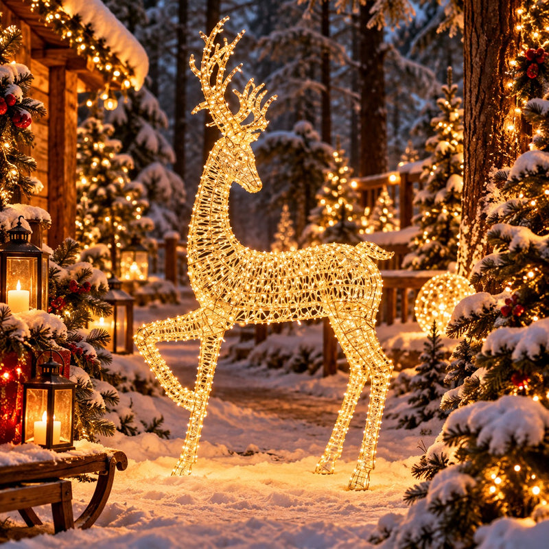 Rena Navideña Luminosa Oro Ad Trend 5200 LED en Plástico IP44 123x40xH270 cm – Decoración Navideña para Exterior y Jardín
